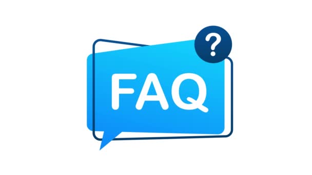 Häufig gestellte Fragen FAQ Banner. Computer mit Fragensymbolen. Bewegungsgrafik. — Stockvideo