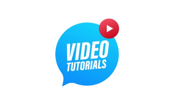 Video tutorials Knop, pictogram, embleem label. Bewegingsgrafiek. — Stockvideo