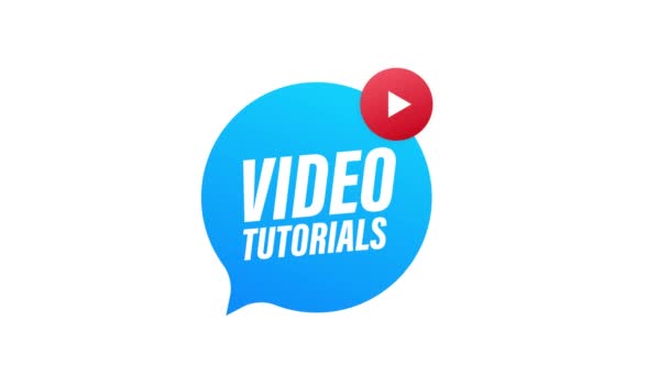 Tutoriais em vídeo Botão, ícone, etiqueta de emblema. Gráficos de movimento. — Vídeo de Stock