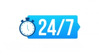 7 / 24 hizmet kavramı. 7 / 24 açık. Servis simgesini destekle. Hareket grafikleri.
