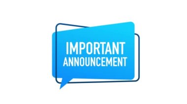 Konuşma balonunda önemli bir duyuru. Reklam tabelası. Hareket grafikleri.