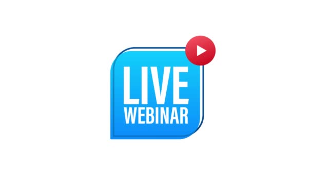 Live Webinar-Taste, Symbol, Emblem-Etikett. Bewegungsgrafik. — Stockvideo