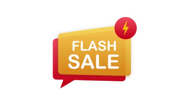 Venta flash. Banner de cinta flash, pergamino, etiqueta de precio, cartel de insignia de etiqueta. Gráficos en movimiento. — Vídeo de stock