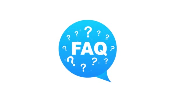 Preguntas frecuentes FAQ banner. Computadora con iconos de preguntas. Gráficos en movimiento. — Vídeo de stock