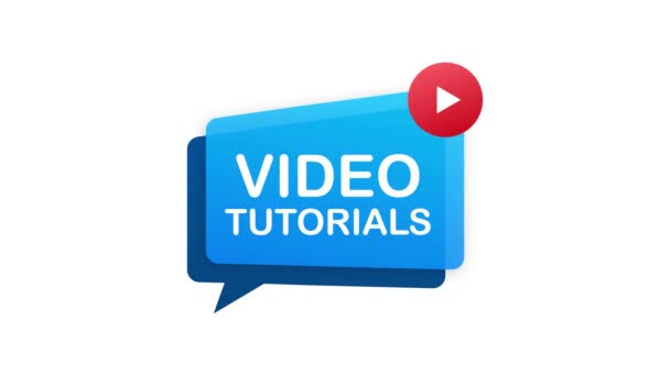 Video tutorials ikon koncepció. Tanulási és tanulási háttér, távoktatás és tudásnövekedés. Videokonferencia és webinar ikon, internet és video szolgáltatások. Mozgókép. — Stock videók