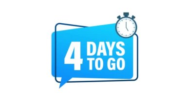 4 gün kaldı. Geri sayım zamanlayıcısı. Saat simgesi. Zaman simgesi. Sayım zamanı indirimi. Hareket grafikleri.