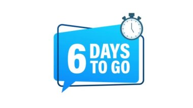 6 gün kaldı. Geri sayım zamanlayıcısı. Saat simgesi. Zaman simgesi. Sayım zamanı indirimi. Hareket grafikleri.