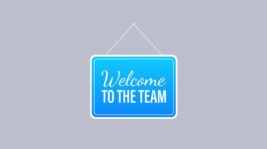 Konuşma balonuna yazılmış ekibe hoş geldiniz. Reklam tabelası. Hareket grafikleri.