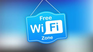 Bedava Wi-Fi bölgesi mavi simgesi. Ücretsiz kablosuz internet imza konsepti. Hareket grafikleri.