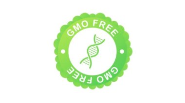 Yeşil renkli GDO 'suz amblem, rozet, logo, simge. Hareket grafikleri.