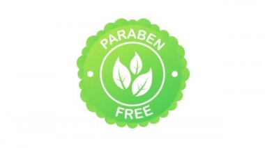 Yeşil etiket parabeni ücretsiz. Sembol, işaret. Organik, biyolojik, ekolojik sembol. Doğal ürün. Hareket grafikleri.