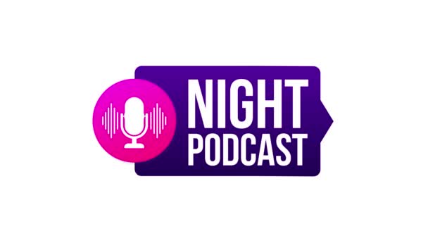 Icône Podcast de nuit, symbole dans un style isométrique plat isolé sur fond de couleur. Graphiques de mouvement. — Video