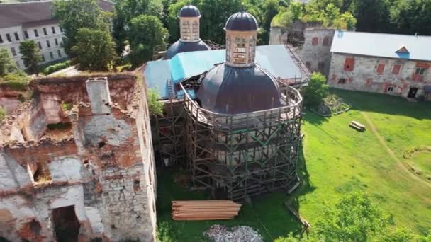 Αεροφωτογραφία Shot of Ruins του παλιού κάστρου. Βίντεο 4K. — Αρχείο Βίντεο