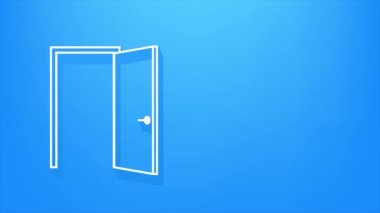 Kapıyı aç. İç dizayn. İş konsepti. Ön manzara. Merkez ofis. Hareket grafikleri.