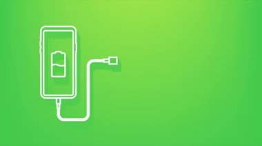 Akıllı telefon şarj aleti adaptörü ve elektrik prizi, düşük pil uyarısı. Hareket grafikleri.