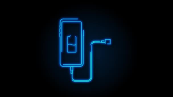 Smartphone charger adapter and electric socket, low battery notification. Motion graphics. — Stock Video