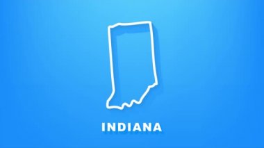 Çizgi animasyon haritası Amerika Birleşik Devletleri 'nden Indiana eyaletini gösteriyor. Hareket grafikleri.