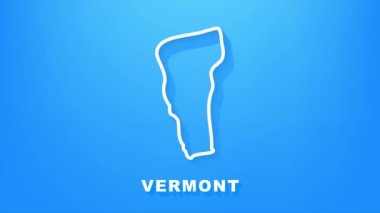 Vermont Eyaleti 'nin Neon Haritası Amerika Birleşik Devletleri, Alabama ana hatları. Parlak mavi çizgiler. Hareket grafikleri.