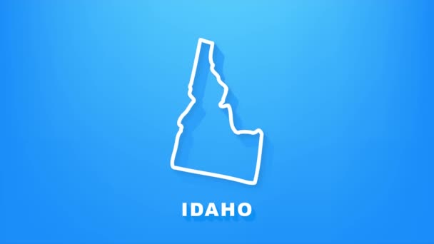 Mapa animado de linha mostrando o estado de Idaho do estado unido da América. Gráficos de movimento. — Vídeo de Stock