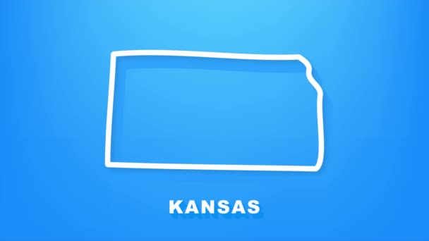 Kansas State Map schets animatie. Bewegingsgrafiek. — Stockvideo