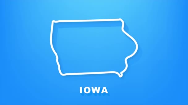 Iowa state map outline animation. Motion graphics. — Stock Video