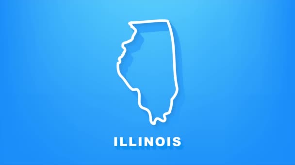 Mapa animado de línea que muestra el estado de Illinois desde el estado unido de América. Gráficos en movimiento. — Vídeo de stock