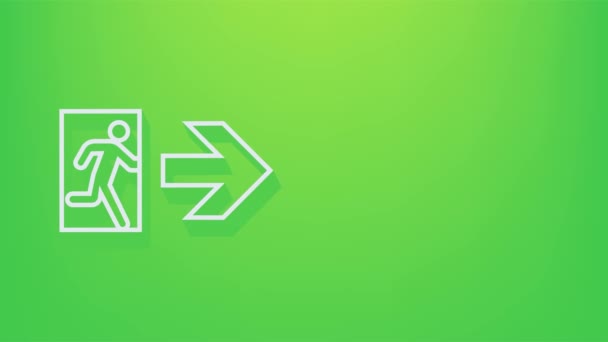 Emergency exit sign. Protection symbol. Fire icon. Motion graphics. — Stock Video