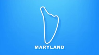Maryland eyalet haritasının ana hatları animasyon. Hareket grafikleri.