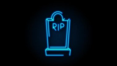 Mezar simgesi düz tasarım. Çatlaklı eski mezar taşı. Antik RIP. Hareket grafikleri.