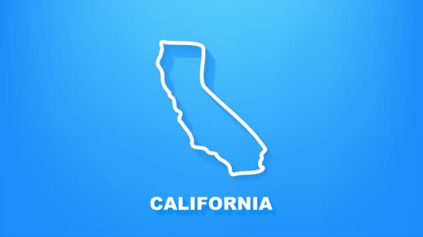 Kalifornia államot ábrázoló vonalanimációs térkép az Amerikai Egyesült Államokból. Mozgókép. — Stock videók