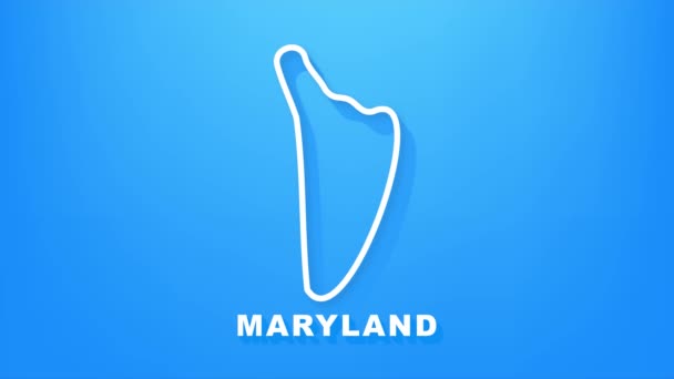 Maryland mapa del estado delinear animación. Gráficos en movimiento. — Vídeo de stock