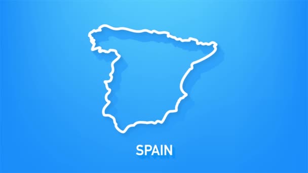 Espagne icône de carte isolée en arrière-plan. Animation graphique de mouvement vidéo 4K. — Video