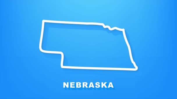 Nebraska EUA mapa do estado federal delinear animação. Gráficos de movimento. — Vídeo de Stock