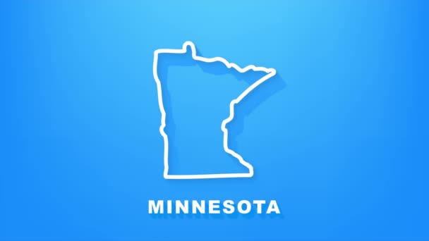 Línea de mapa animado que muestra el estado de Minnesota desde el estado unido de América. Gráficos en movimiento. — Vídeo de stock