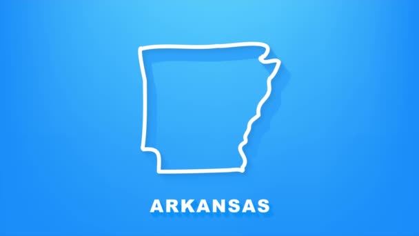 Arkansas mapa del estado delinear animación. Gráficos en movimiento. — Vídeos de Stock