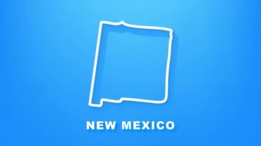 Neon animasyon haritası Amerika Birleşik Devletleri 'nden New Mexico eyaletini gösteriyor. Hareket grafikleri.
