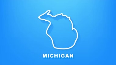 Amerika Birleşik Devletleri 'nden Michigan eyaletini gösteren çizgi animasyon haritası. Hareket grafikleri.