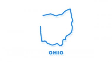 Amerika Birleşik Devletleri 'nden Ohio eyaletini gösteren çizgi animasyon haritası. Hareket grafikleri.
