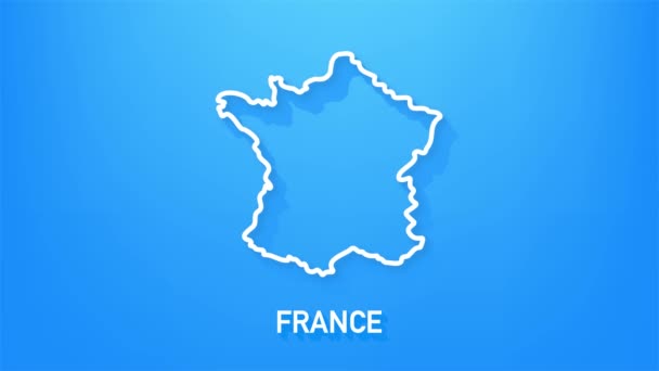 Francia icona mappa isolata sullo sfondo. Animazione grafica 4K Video motion. — Video Stock