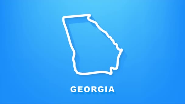 Georgia state map outline animation. Pohybová grafika. — Stock video