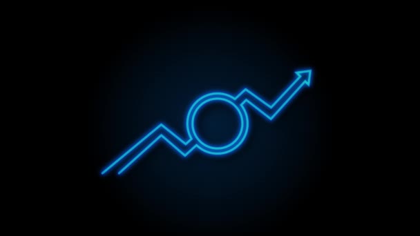 利益のお金や予算。現金と上昇グラフは、ビジネスの成功の概念を矢印。モーショングラフィックス. — ストック動画