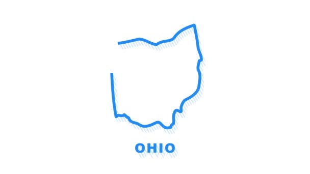 Mapa animado de línea que muestra el estado de Ohio desde el estado unido de América. Gráficos en movimiento. — Vídeo de stock