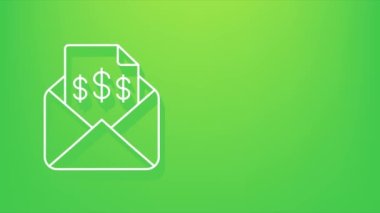 Fatura simgesi, fatura belgesi içeren e-posta iletisi, fatura kağıdı boş, düz stil açık zarf. Hareket grafikleri.