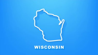 Çizgi animasyon haritası, Amerika Birleşik Devletleri 'nden Wisconsin eyaletini gösteriyor. Hareket grafikleri.