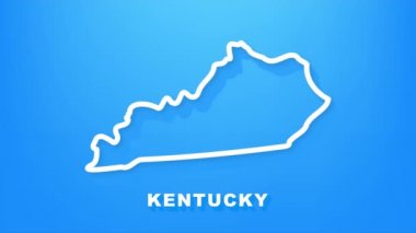 Çizgi animasyon haritası Amerika Birleşik Devletleri 'nden Kentucky eyaletini gösteriyor. Hareket grafikleri.