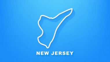 New Jersey eyalet haritasının ana hatları animasyon. Hareket grafikleri.