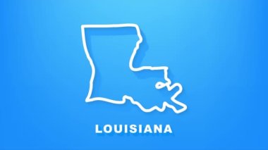Louisiana eyalet haritasının ana hatları animasyon. Hareket grafikleri.