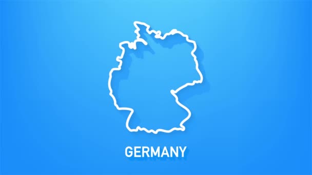 Almanya harita simgesi arka planda izole edildi. 4K Video hareketli grafik canlandırması. — Stok video