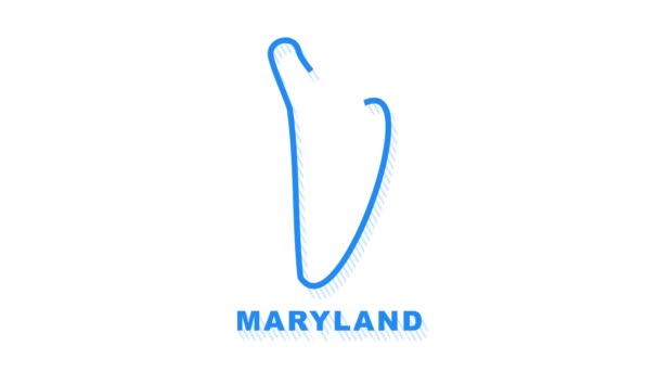 Maryland County kaart schets animatie. Bewegingsgrafiek. — Stockvideo