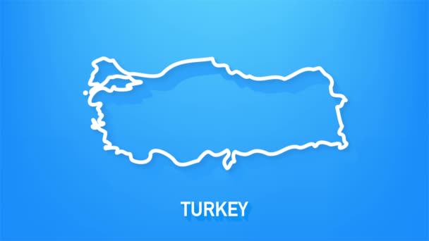 Die Landkarte der Türkei isoliert auf dem Hintergrund. 4K Video Motion Grafik Animation. — Stockvideo